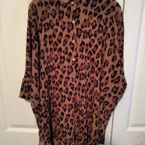 Free People Wake Up shirt leopard small